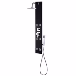 Panneau de douche - Inox - 120 cm - Noir - 3 fonctions - Verre trempé