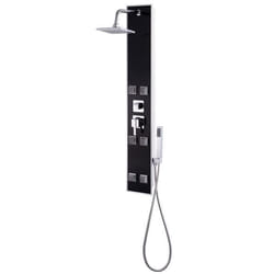 Panneau de douche - Inox - 120 cm - Noir - 3 fonctions - Verre trempé