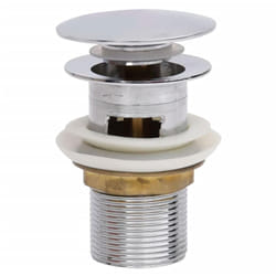 Helloshop26 - Drain à poussoir avec débordement bouchon de vidange drain d'evier drain de lavabo salle de bain maison chrome