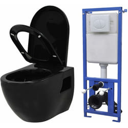 Kit complet toilette suspendue au mur avec réservoir caché céramique noir