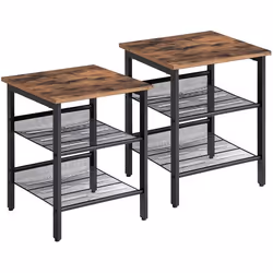 Table de chevet - Indus - Set de 2 - 40 x 40 x 50 cm - Panneau daggloméré - 2 étagères