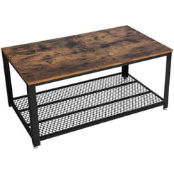 Table basse table de salon bout de canape avec grand plateau pieds reglables protection du plancher armature metallique