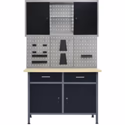Cet ensemble est combiné avec 1 établi, 3 panneaux muraux et 1 armoire murale, qui seront une solution de rangement pratique  ...