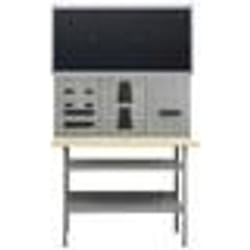 Etabli 120 cm avec 3 panneaux muraux et 1 armoire garage table de travail gris noir