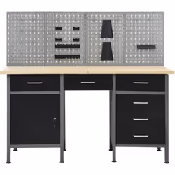 Cet ensemble est combiné avec 1 établi et 4 panneaux muraux et constitue une solution de rangement pratique pour votre atelie ...