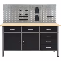 Cet ensemble est combiné avec 1 établi et 4 panneaux muraux et constitue une solution de rangement pratique pour votre atelie ...
