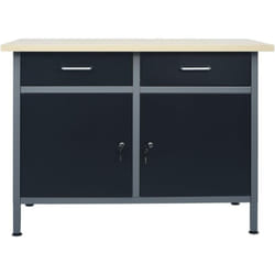 Etabli travaux de réparation table de travail poste de travail atelier garage espace de stockage robuste 120 cm acier noir