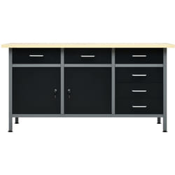Etabli table de travail bricolage établi d'atelier plan de travail bureau maison intérieur durable rubuste 160 cm acier noir