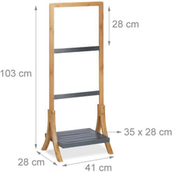 Helloshop26 - Porte pied support pour serviettes de bain 3 barres rangement 103 cm bambou