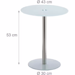 La desserte ronde vitrée plus en détail • Dimensions H x D : env. 53 x 43 cm • Pieds avec plateau en verre D : env. 30 cm • É ...