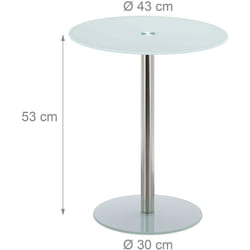 Helloshop26 - Table basse d'appoint ronde diamètre 43 cm et verre blanc