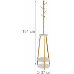 Portemanteau étagère meuble de rangement entrée en 181 cm bois bambou