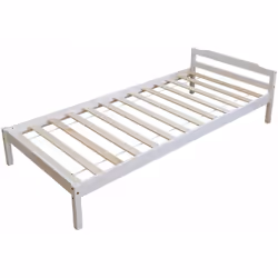 Lit simple en bois massif avec sommier à lattes Matelas non inclus En bois de pin Couleur: blanc laqué Facile à assembler Dim ...