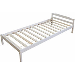 Lit simple 1 personne 90 x 200cm en bois blanc avec sommier à lattes LIT06085