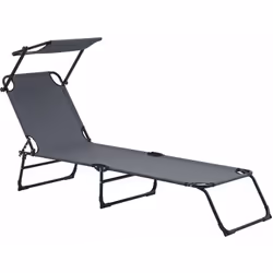 Bain de soleil avec pare-soleil Le transat en acier avec un baldaquin est le choix idéal pour une bronzette agréable sur la p ...