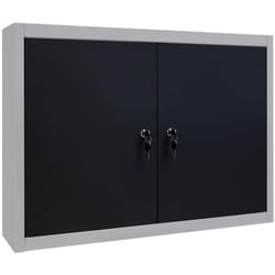 Armoire à outils murale cabinet à outils armoire de rangement organisateur d'outils stockage d'outils pinces marteaux 80 cm métal gris et noir