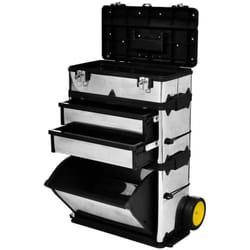 Caisse valise coffre boîte à outils à roulette rangement stockage 3 parties 92 cm