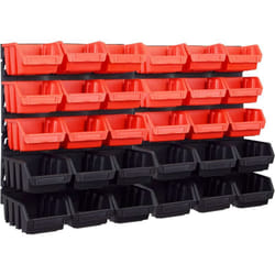 Kit de bacs de stockage et panneaux muraux 32 pièces rouge et noir