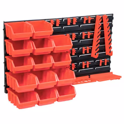 Kit de bacs de stockage - Non spécifié - 39 pièces - Panneaux muraux - Empilable - Rouge et noir