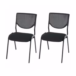 2x chaises de conférence fauteuils visiteur en tissu mesh noir pieds noirs Forme ergonomique Assise: 100% polyester Dimension ...