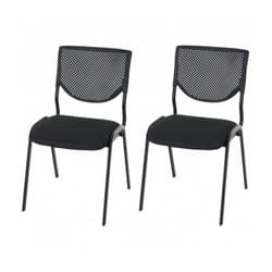 Lot de 2 chaises ergonomique pour visiteur bureau noir pieds noirs BUR04048