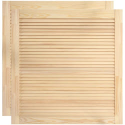 Helloshop26 - Lot de 2 bois de pin massif portes à persiennes portes d'armoire portes d'étagères revêtement pour placard penderie garde-robe 61,5 x