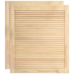 Lot de 2 portes à persiennes portes d'armoire portes d'etagères revêtement pour placard penderie garde-robe 69x59,4 cm bois de pin massif