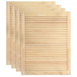 Lot de 4 portes à persiennes bois de pin massif portes d'armoire portes d'étagères revêtement pour placard penderie garde-robe 61,5x39,4 cm