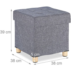 Helloshop26 - Tabouret pouf coffre avec espace de rangement gris