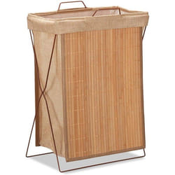 Panier à linge pliable - Nature - Bambou - 40 litres - Sac amovible - Anse de transport