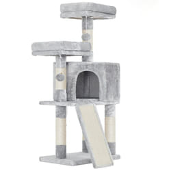 Arbre à chat tour poteaux à gratter 115 cm gris clair
