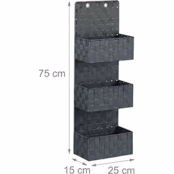 Organiseu en tissu à suspendre Dimensions HxlxP: 75 x 25 x 15 cm Dimensions intérieures par panier HxlxP: 11,5 x 24,5 x 15 cm ...