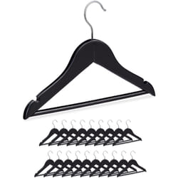 Helloshop26 - Lot de 20 cintres en bois vêtements bébé enfant traverse crochet rotatif encoches noir métal noir 20
