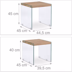 Propriétés Set de 2 tables gigognes : Le lot de petites tables comprend 2 tables empilables en verre avec panneau en bois Des ...