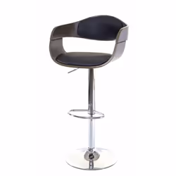 Tabouret de bar design rétro en bois courbé ~ gris, synthétique noir Le tabouret de bar peut pivoter à 360° et la hauteur peu ...