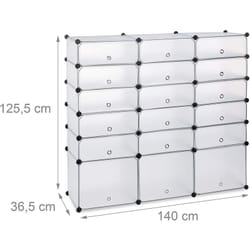Helloshop26 - Meuble chaussures plastique étagère 18 casiers système plug-in portes rangement transparent