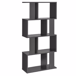 Bibliotheque pour salon meuble de rangement stockage avec plusieurs etageres MDF melamine 130 cm gris fonce