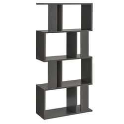 Bibliotheque pour salon meuble de rangement stockage avec plusieurs etageres MDF melamine 130 cm gris fonce