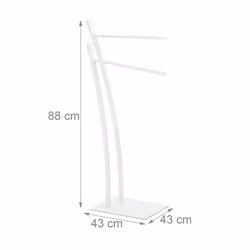 Porte-serviettes sur pied - Helloshop26 - 88 cm - Acier blanc - Design moderne - Accessoires salle de bain