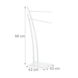 Porte-serviettes sur pied - Helloshop26 - 88 cm - Acier blanc - Design moderne - Accessoires salle de bain