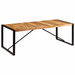 Table de salle à manger - Design - 220 cm - Bois de manguier massif - Pieds en fer - Style industriel