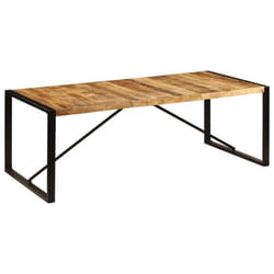 Table de salle à manger - Design - 220 cm - Bois de manguier massif - Pieds en fer - Style industriel