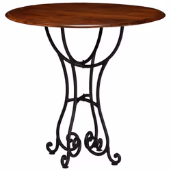 Table de salle à manger - Acacia - Ronde - 80 cm - Finition Sesham - Pieds en acier