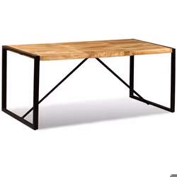 Table de salon salle a manger design bois de manguier brut 180 cm