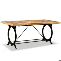 Table de salon salle a manger design bois de manguier brut 180 cm