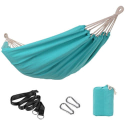 Hamac 210 x 150 cm double charge 300 kg pour terrasse balcon jardin extérieur camping avec sac de transport sangles et mousquetons turquoise