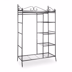 Portant en métal pour l’entrée ou la chambre Structure en métal stable Ornements style rustique Revêtement en tissu lavable F ...