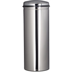 Helloshop26 - Poubelle cuisine en inox 50 litres bac à ordures en métal 80 cm de hauteur 30 cm de diamètre couvercle rond, argenté