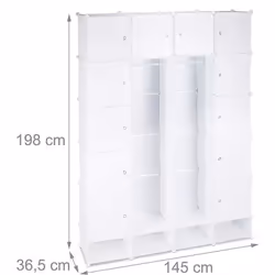 Armoire en système cubes modulables Dimensions en 6x4 HxlxP: 198 x 145 x 36,5 cm Cube carré 35 x 35 x 35 cm (HxlxP) Armoire H ...