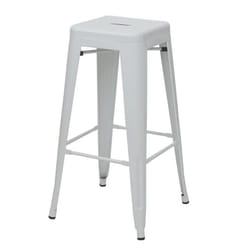 Tabouret de bar design industriel en metal empilable blanc